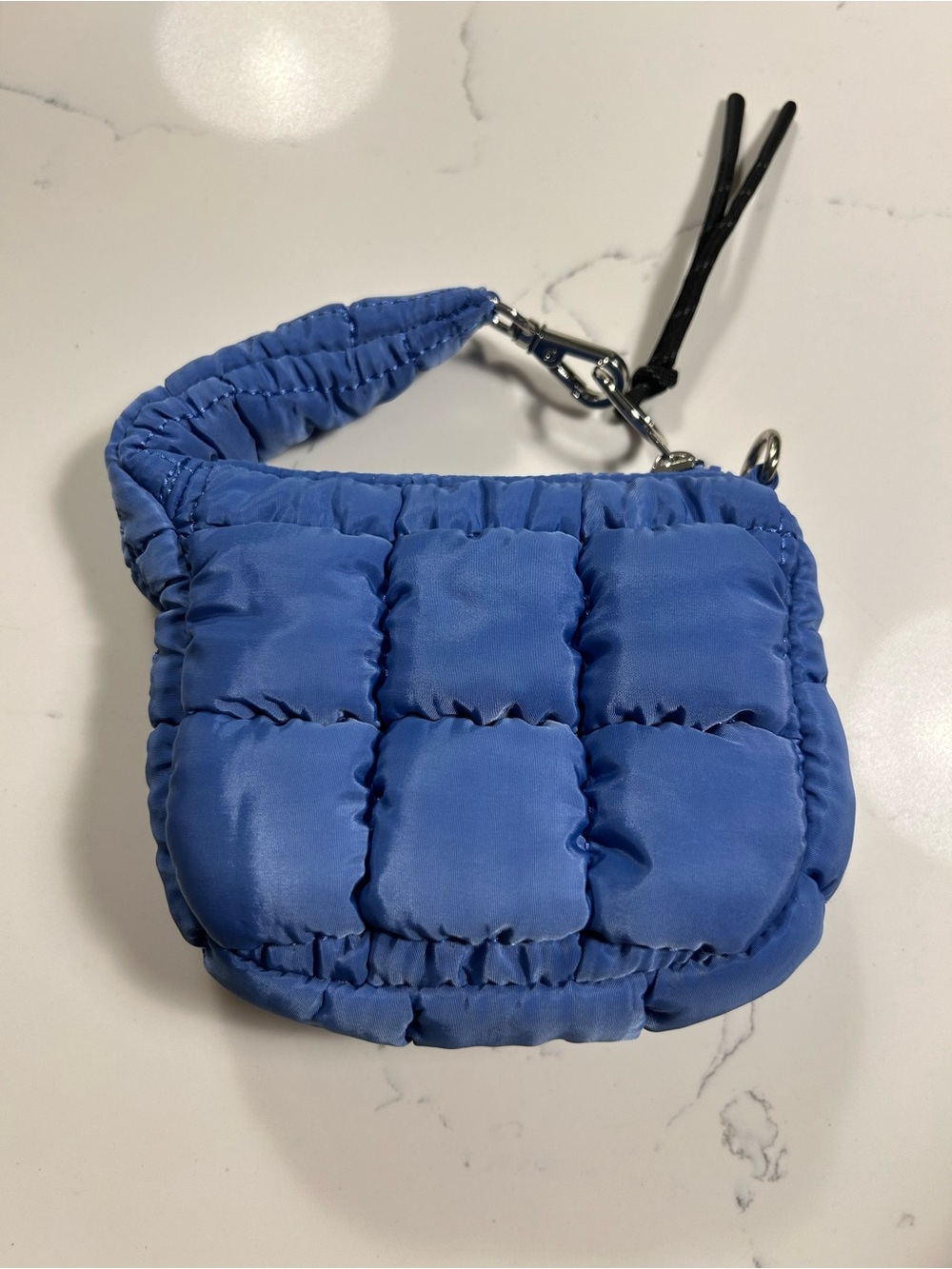 FP Movement by Free People Mini Blue Quilted Puffer Zipper Bag